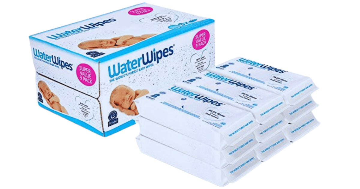 WaterWipes Plastic-Free Original Baby Wipes, 99.9% Water Based Wipes, Unscented & Hypoallergenic for Sensitive Skin, 60 Count (Pack of 12), Packaging May Vary