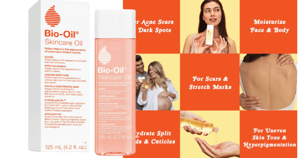 Bio-Oil Skincare Body Oil, Serum for Scars and Stretchmarks, Face Moisturizer Dry Skin, Non-Greasy, Dermatologist Recommended, Non-Comedogenic, For All Skin Types, with Vitamin A, E, 4.2 oz